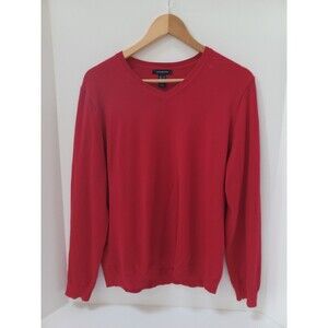 Vintage‎ Land's End Red Preppy 90s V-Neck Pullover Sweater Mens Large